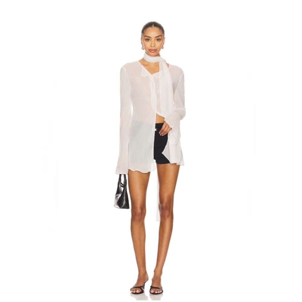 NWT EAVES Via Scarf Blouse in Ivory - Picture 7 of 14